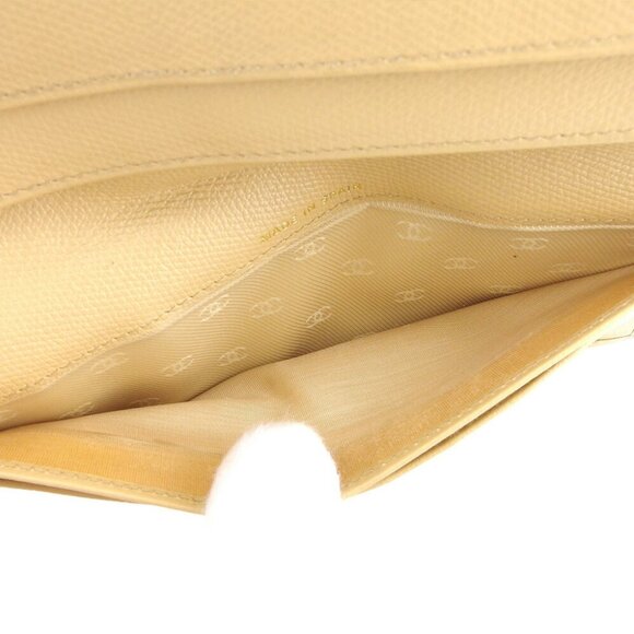 Chanel Purse Coco Button Beige Leather Authentic Used L2619 - Picture 8 of 8